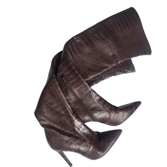 Guess Los Angeles Brown Crocodile Print Bonis Boot Shoe Size 8.5M - Picture 3 of 7